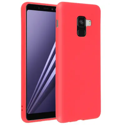 Silikonski gel ovitek Soft Touch za Samsung Galaxy A8 2018 - pastelno rdec