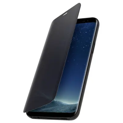 Preklopna torbica, zrcalna torbica za Samsung Galaxy S8 Plus, stoječi ovitek – črna