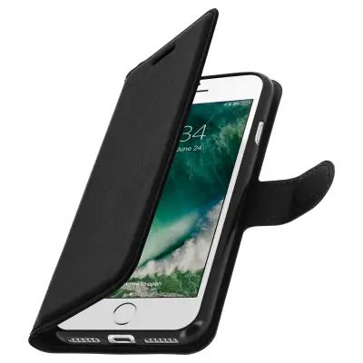 Ovitek Flip wallet, tanek ovitek za Apple iPhone 7 / 8, silikonsko ohišje – Črna