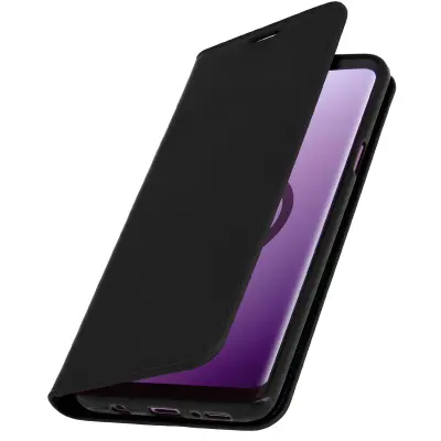 Folio iz pravega usnja, etui za Samsung Galaxy S9 Plus, držalo za kartice, stojalo za video, črno