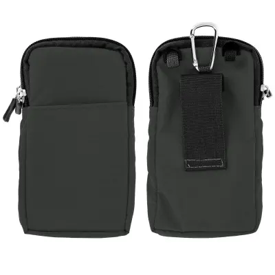 Siva naramna torba z več žepi, integriran naramni trak/zaponka za pas