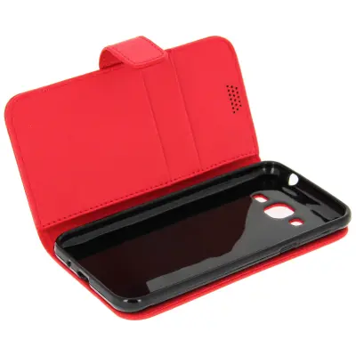 Etui preklopna denarnica, tanek ovitek za Samsung Galaxy J3, silikonsko ohišje – rdeča