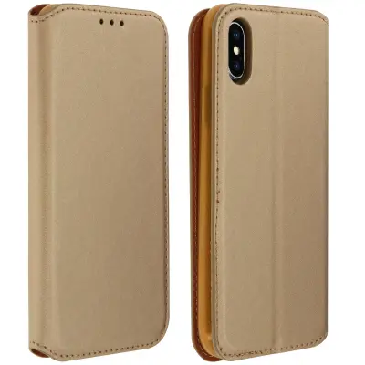 Zadnji pokrov Apple iPhone X/XS Denarnica in funkcija stojala - zlata