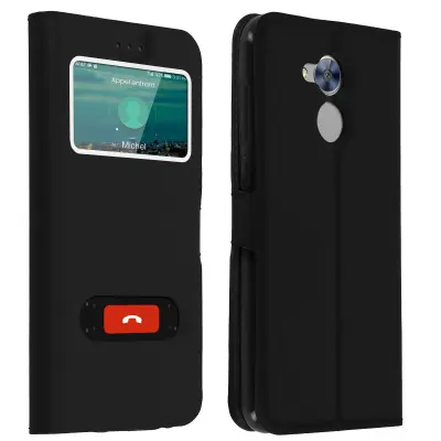 Ohišje Honor 6A z dvojnim oknom, stojalo za video, črno