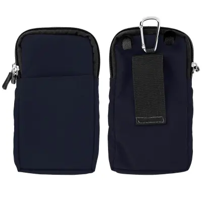 Temno modra naramna torba z več žepi, integriran naramni pas/zaponka za pas
