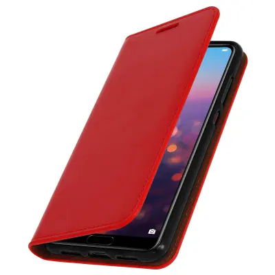 Etui za Huawei P20 Pro Folio iz pravega usnja, držalo za kartice, stojalo za video, rdeča