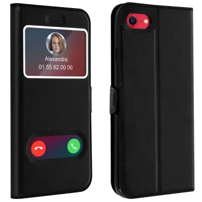 Ovitek za iPhone 7/8/SE z dvema oknoma in video stojalom, črn