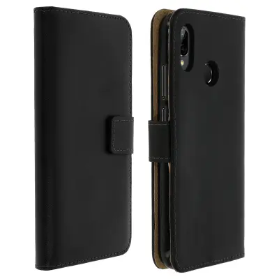Usnjena preklopna torbica za Huawei P20 Lite, video stojalo iz pravega usnja, črna