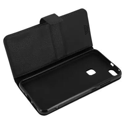 Preklopna torbica, tanek ovitek za Huawei P10 Lite, silikonsko ohišje – črna