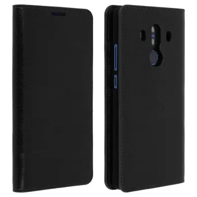 Ovitek za Huawei Mate 10 Pro Folio iz pravega usnja, stojalo za video, črno