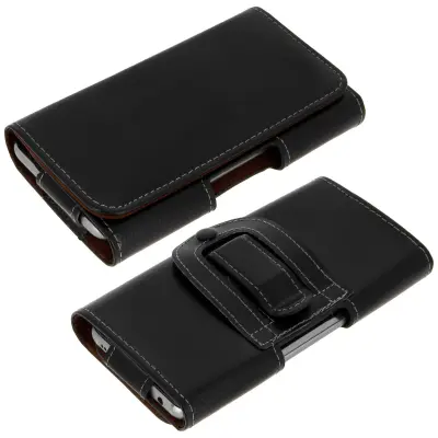 Etui za pas za pametni telefon, univerzalna velikost XL, zanka za pas, črna usnjena sponka