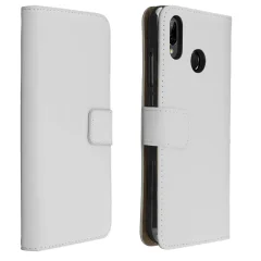Usnjena preklopna torbica za Huawei P20 Lite, video stojalo iz pravega usnja, bela