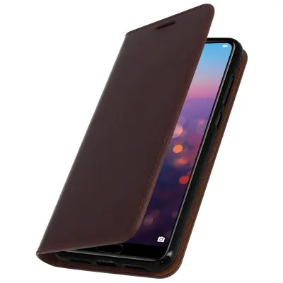Folio iz pravega usnja, ovitek za Huawei P20 Pro, stojalo za kartice, rjava