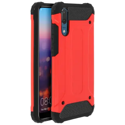 Zaščitni ovitek serije Defender II Huawei P20 - odporen na padce - rdeč