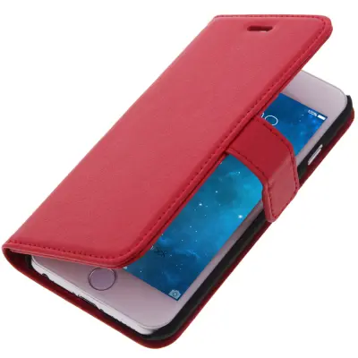 Preklopna torbica denarnica, tanek ovitek za Apple iPhone 6/ 6S, silikonsko ohišje – rdeča