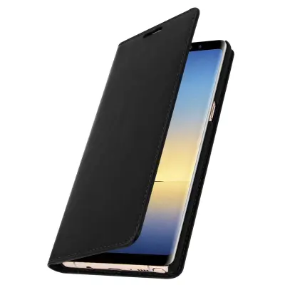 Etui za Samsung Galaxy Note 8 Folio iz pravega usnja, stojalo za video, črno