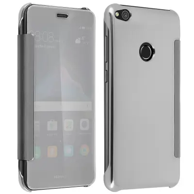 Flip Case, Mirror Case za Huawei P8 Lite 2017, see through front flip – Srebrna