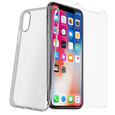 Zadnji ovitek Zaščita zaslona Kaljeno steklo Prozorno iPhone X