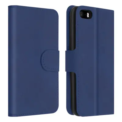 Stoječa torbica Wallet Flip z režami za kartice za iPhone 5 / 5S / SE - modra