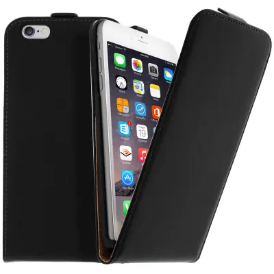 Vertikalna preklopna torbica iz sintetičnega usnja za Apple iPhone 6 Plus – črna