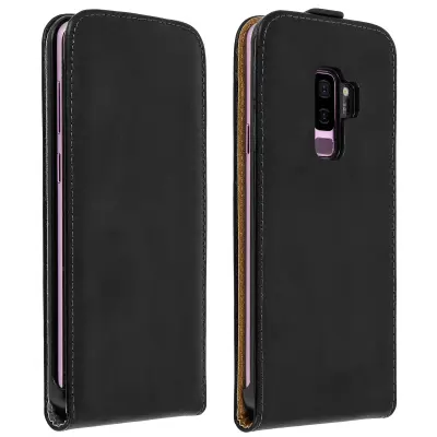 Vertikalna preklopna torbica, usnjena magnetna torbica za Samsung Galaxy S9 Plus – črna