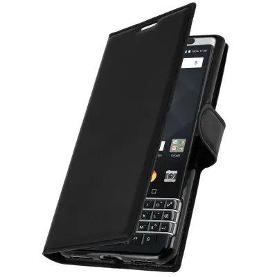 Preklopna torbica, tanek ovitek za BlackBerry Keyone, silikonsko ohišje – črna