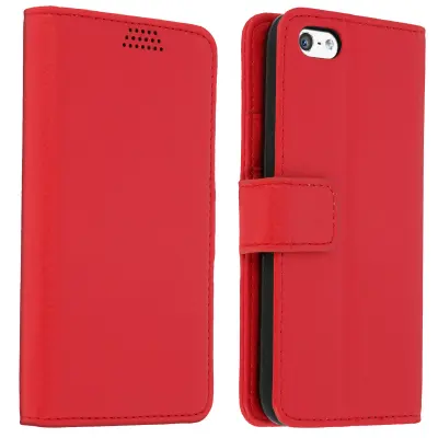 Stoječa torbica Wallet Flip z režami za kartice za iPhone 5 / 5S / SE - rdeča