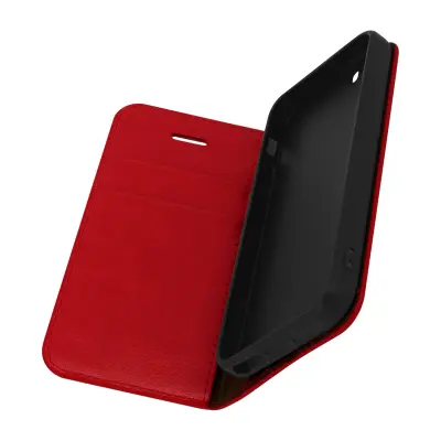 Ovitek Folio iz pravega usnja za iPhone 5 / 5S / SE 2017, držalo za kartice, video stojalo, rdeča