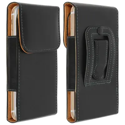 Univerzalna usnjena navpična prevleka za pas - črna