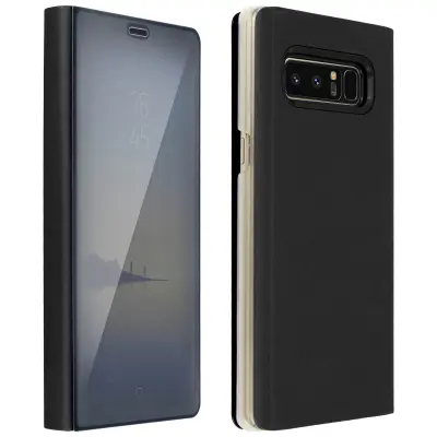 Preklopna torbica, zrcalna torbica za Samsung Galaxy Note 8, stoječi ovitek – črna