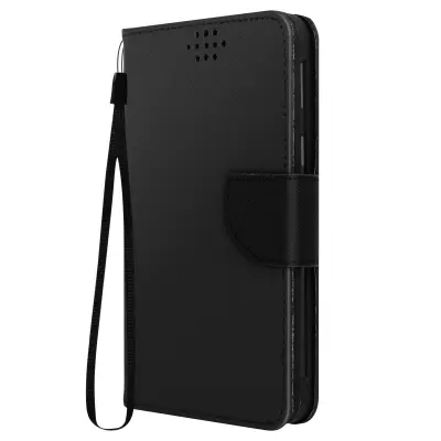 Univerzalna torbica Fancy style za telefone dimenzij 152 x 76 mm – črna