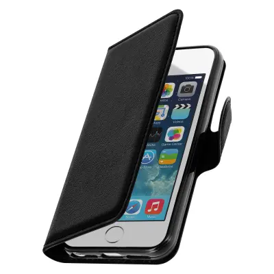 Stoječa torbica Wallet Flip z režami za kartice za iPhone 5 / 5S / SE - črna