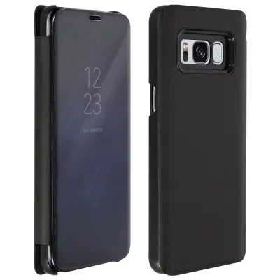 Preklopna torbica, zrcalna torbica za Galaxy S8, preklopna sprednja stran - črna