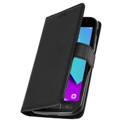 Preklopna torbica denarnica, tanek ovitek za Samsung Galaxy Xcover 4, silikonsko ohišje – Črna