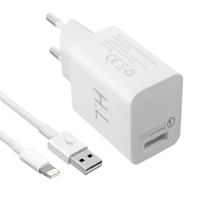 Univerzalni USB 1A polnilec Lightning kabel - bel