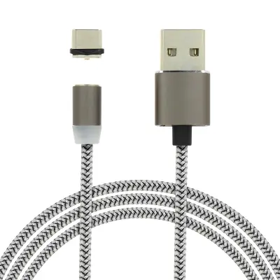 USB tip-C / kabel USB, magnetni pametni telefon / tablični računalnik, polnjenje / sinhronizacija 1 m, srebrna