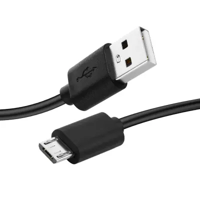 Kabel mikro USB za polnjenje prek USB-ja, polnjenje/sinhronizacija prenosa prek računalnika - črna