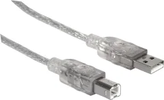 Manhattan USB kabel USB 2.0 USB-A vtič\, USB-B vtič 3.00 m srebrna  340458