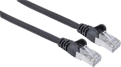 Intellinet 318846 RJ45 omrežni kabel\, Patch kabel CAT 6a S/FTP 30.00 m črna zaščita iz folije\, pletena zaščita\, brez halogena 1 kos