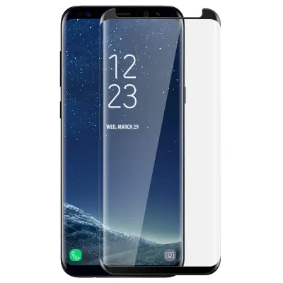 9H ukrivljeno zaščitno steklo za Samsung Galaxy S8, barvni robovi – črna
