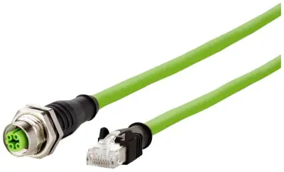 Metz Connect 142M4D25050 M12 omrežni kabel CAT5e S/UTP 5 m zelena PUR plašč, kislinsko odporen, odporen na ozon, UV odporen, primeren za verigo za spe