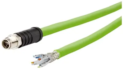 Metz Connect 142M6X10020 M12 omrežni kabel CAT6a SF/UTP 2 m zelena PUR plašč, kislinsko odporen, odporen na ozon, UV odporen, primeren za verigo za sp