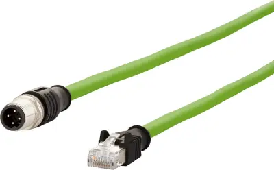 Metz Connect 142M4D15050 M12 omrežni kabel CAT5e S/UTP 5 m zelena PUR plašč, kislinsko odporen, odporen na ozon, UV odporen, primeren za verigo za spe