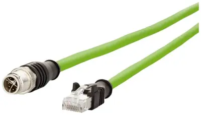 Metz Connect 142M2X15100 M12 omrežni kabel CAT6a S/FTP 10 m zelena PUR plašč, kislinsko odporen, odporen na ozon, UV odporen, primeren za verigo za sp