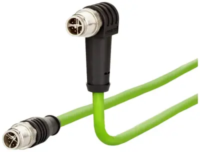 Metz Connect 142M2X1C010 M12 omrežni kabel CAT6a S/FTP 1 m zelena PUR plašč, kislinsko odporen, odporen na ozon, UV odporen, primeren za verigo za spe