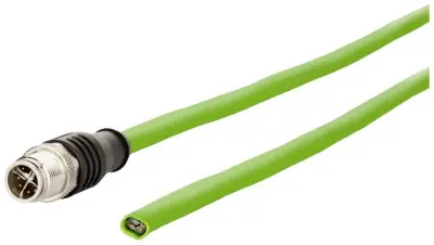 Metz Connect 142M2X10050 M12 omrežni kabel CAT6a S/FTP 5 m zelena PUR plašč, kislinsko odporen, odporen na ozon, UV odporen, primeren za verigo za spe