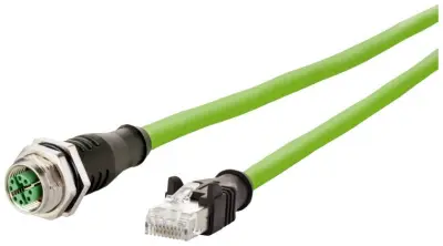 Metz Connect 142M2X25100 M12 omrežni kabel CAT6a S/FTP 10 m zelena PUR plašč, kislinsko odporen, odporen na ozon, UV odporen, primeren za verigo za sp