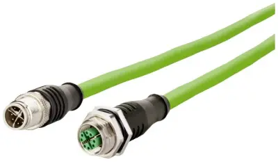 Metz Connect 142M2X12100 M12 omrežni kabel CAT6a S/FTP 10 m zelena PUR plašč, kislinsko odporen, odporen na ozon, UV odporen, primeren za verigo za sp