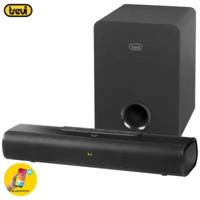TREVI SB 8380 SW soundbar zvočnik + brezžični subwoofer, STEREO 2.1, 90W RMS, Bluetooth 5.0, USB/AUX/HDMI ARC/Optični vhod, LED zaslon, priložen dalji