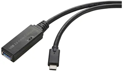 Renkforce USB kabel USB 3.2 gen. 1 (USB 3.0) USB-C® vtič\, USB-A vtičnica 5.00 m črna aktivno z ojačitvijo signala\, z OTG funkcijo RF-5231962